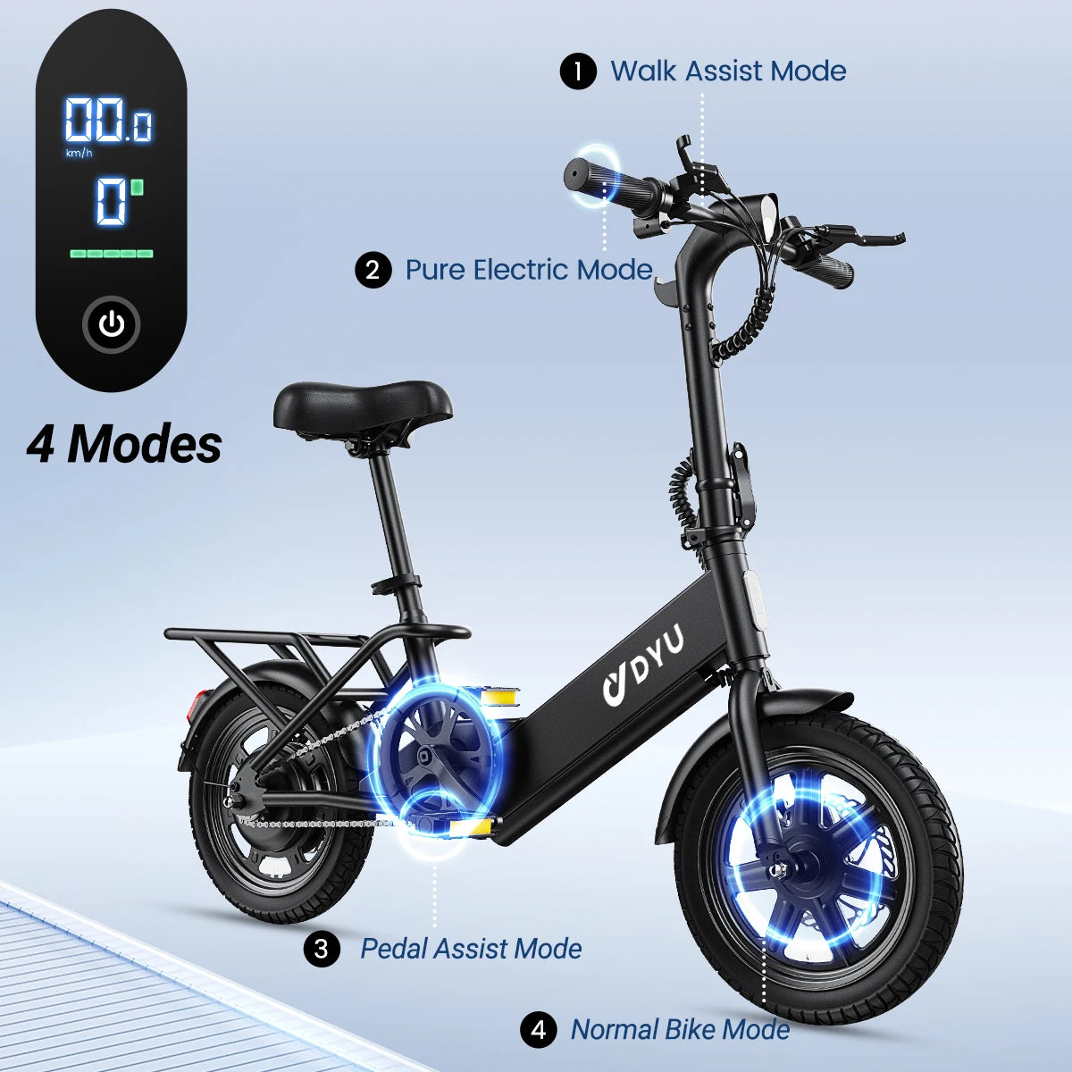 14-Inch Folding Electric Bike – 36V Lithium Battery