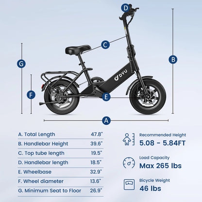 14-Inch Folding Electric Bike – 36V Lithium Battery