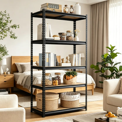 Heavy Duty 5-Tier Metal Storage Rack 71" with MDF Shelves