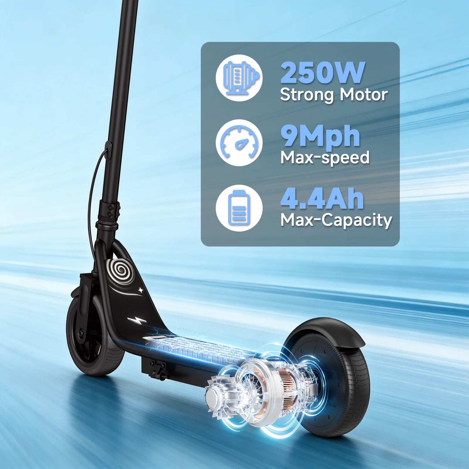 Kids Electric Scooter 250W – 3-Speed, 10 Mile Range