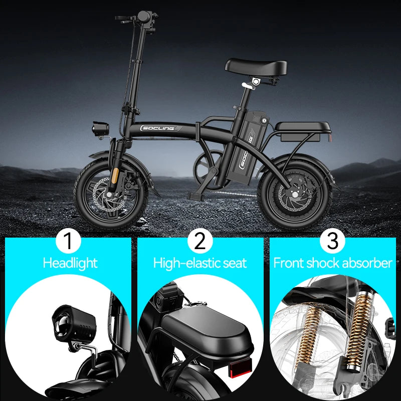 500W Folding Electric Bike for Adults with Disc Brakes