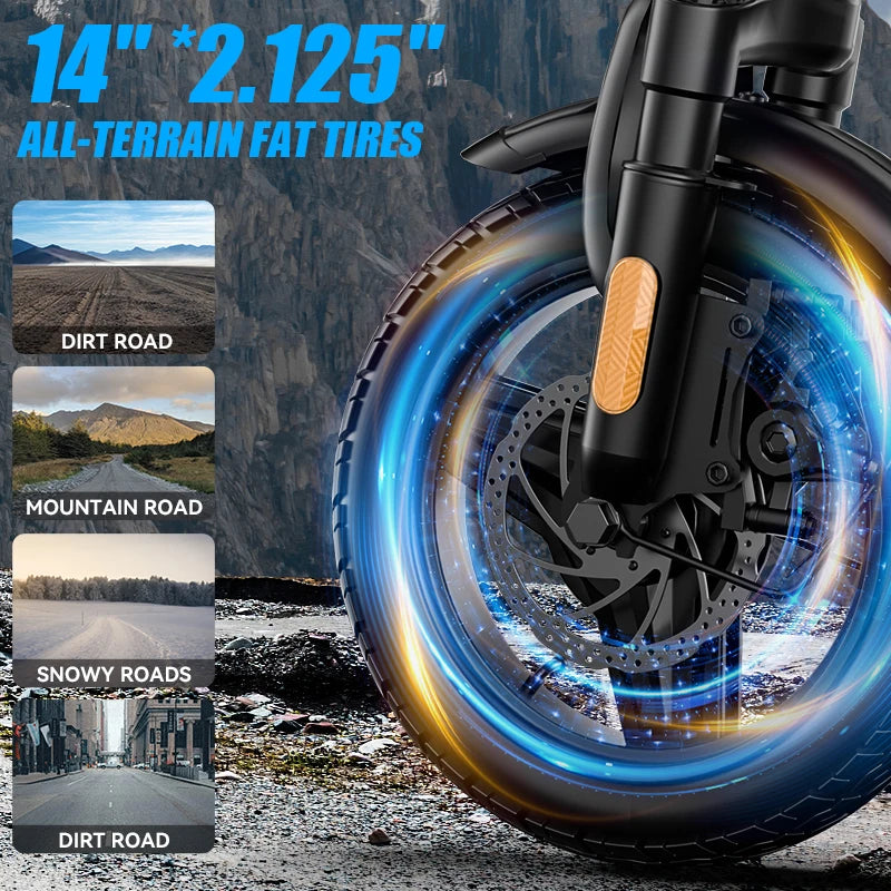 500W Folding Electric Bike for Adults with Disc Brakes