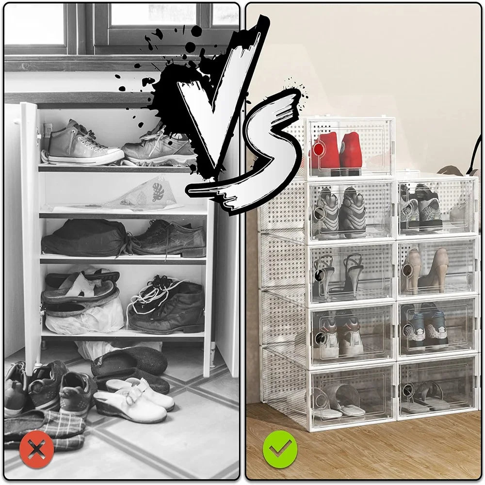 12-Pack Transparent Stackable Shoe Storage Boxes