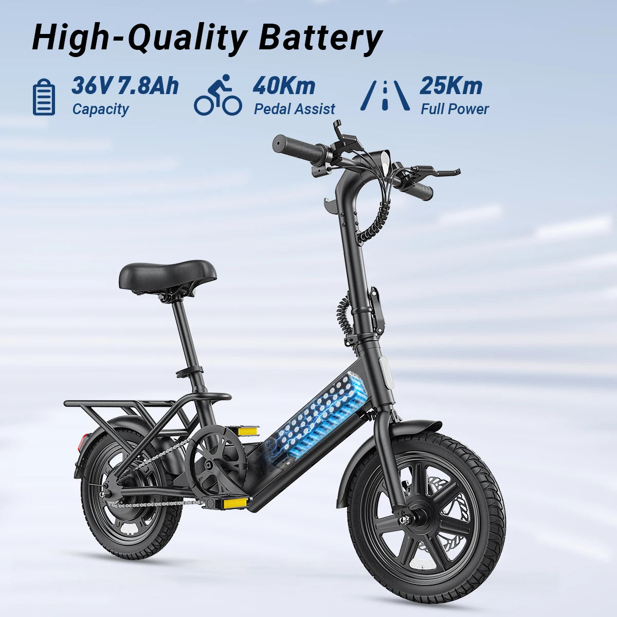 14-Inch Folding Electric Bike – 36V Lithium Battery