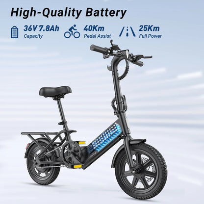 14-Inch Folding Electric Bike – 36V Lithium Battery
