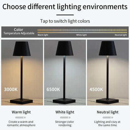 Rechargeable LED Table Lamp Touch Switch 3 Levels Dimmable Desk Lights Bar Club Dinner Creative Decorative Ambient Lighting - Growtochoice LLC