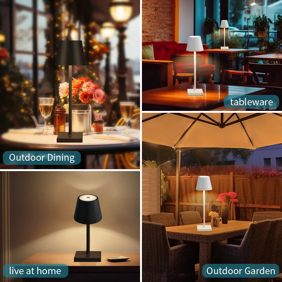 Rechargeable LED Table Lamp Touch Switch 3 Levels Dimmable Desk Lights Bar Club Dinner Creative Decorative Ambient Lighting - Growtochoice LLC