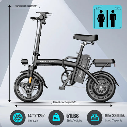500W Folding Electric Bike for Adults with Disc Brakes