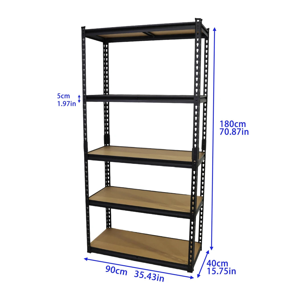 Heavy Duty 5-Tier Metal Storage Rack 71" with MDF Shelves