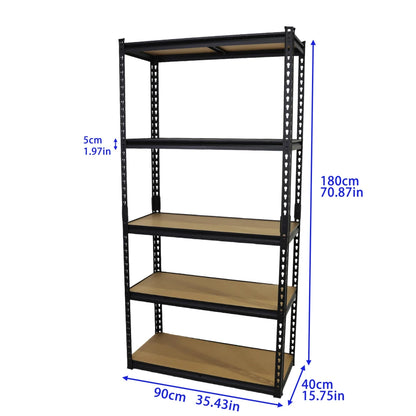Heavy Duty 5-Tier Metal Storage Rack 71" with MDF Shelves