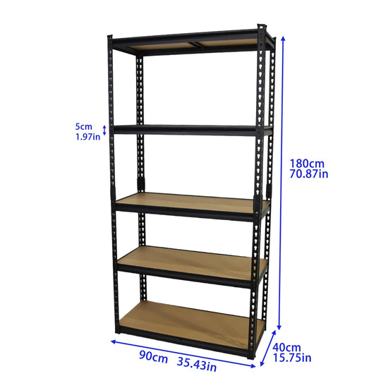 Heavy Duty 5-Tier Metal Storage Rack 71" with MDF Shelves