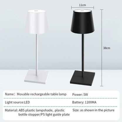 Rechargeable LED Table Lamp Touch Switch 3 Levels Dimmable Desk Lights Bar Club Dinner Creative Decorative Ambient Lighting - Growtochoice LLC