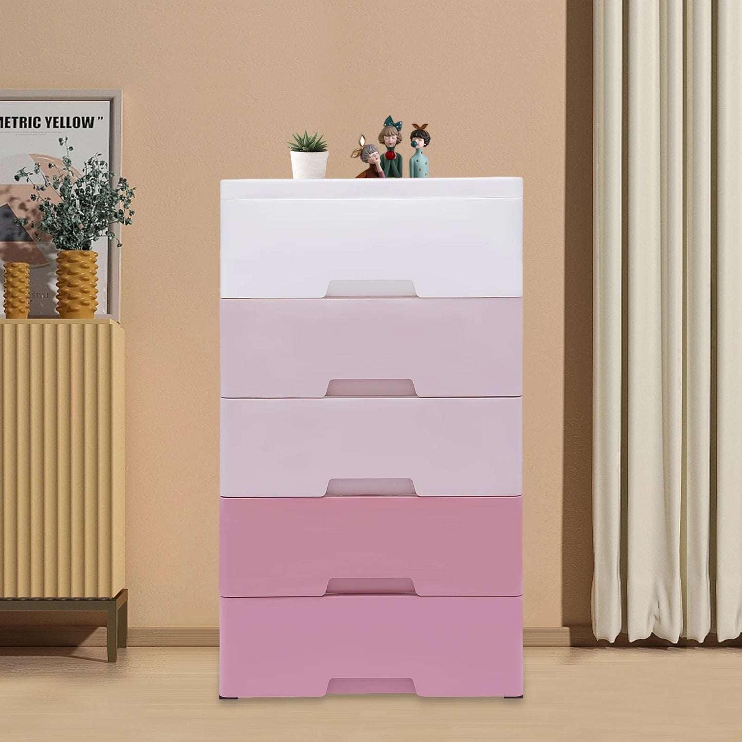 **Modern 5-Layer Pink & White Shoe Cabinet for Entryway**