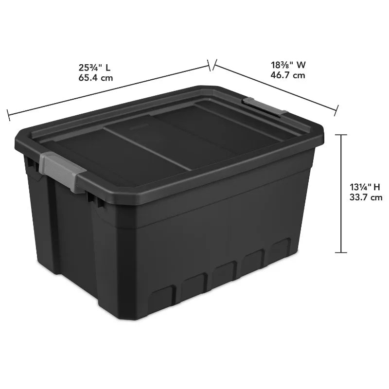 Sterilite 19 Gallon Stacker Tote Plastic, Black, Set of 6