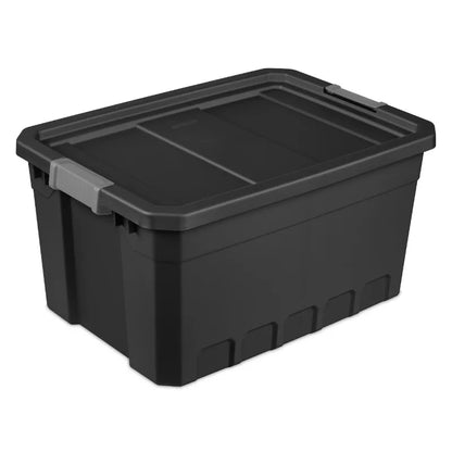 Sterilite 19 Gallon Stacker Tote Plastic, Black, Set of 6