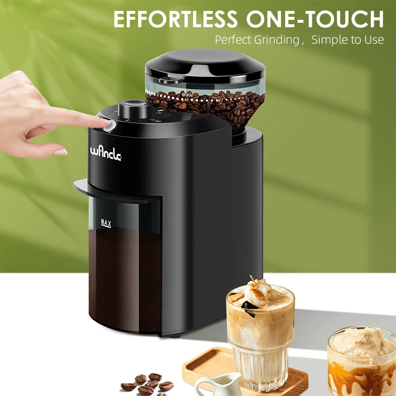 "Electric Burr Coffee Grinder with 28 Adjustable Grind Settings"