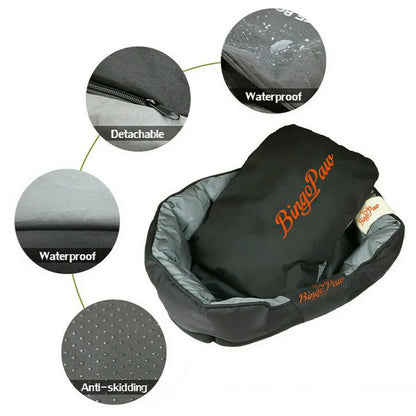 "Waterproof Orthopedic Dog Bed With a Washable Jumbo Pet Sofa Mat"