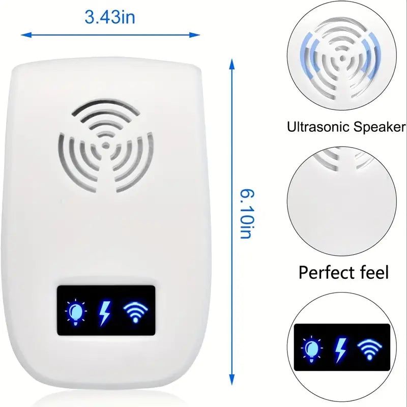 "Ultrasonic Pest Repeller 6-Pack, Electronic Plug-In for Mice, Roaches, Spiders, Ants, Flies & Bugs (White)"