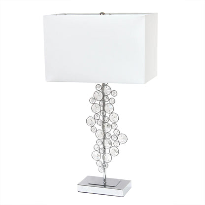 Lalia Home Lumiluxxe Tall Contemporary Crystal Glitz and Chrome Glam Table Lamp with White Fabric Rectangular Shade - Growtochoice LLC