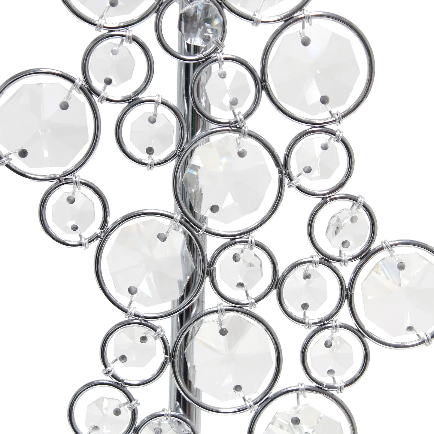 Lalia Home Lumiluxxe Tall Contemporary Crystal Glitz and Chrome Glam Table Lamp with White Fabric Rectangular Shade - Growtochoice LLC
