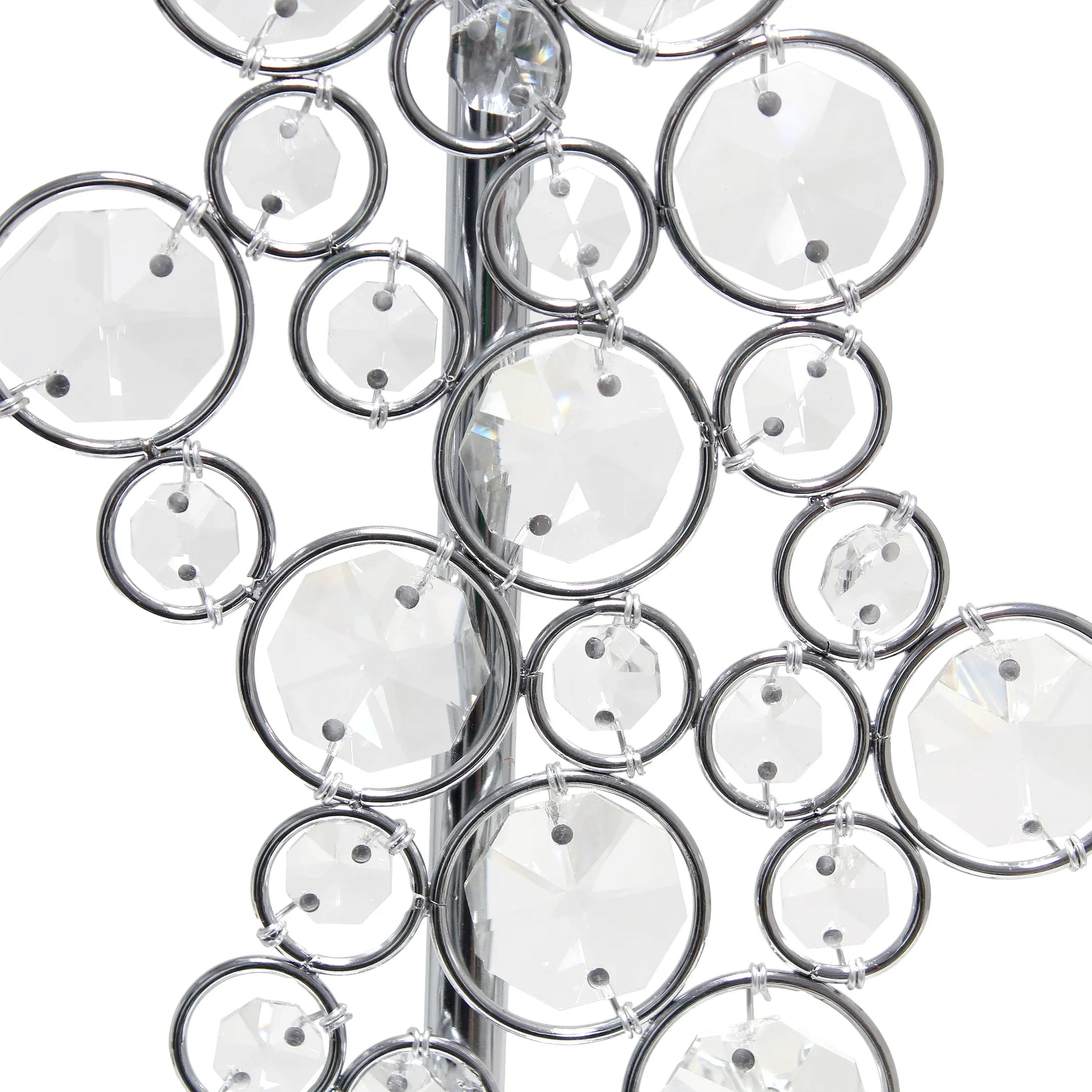 Lalia Home Lumiluxxe Tall Contemporary Crystal Glitz and Chrome Glam Table Lamp with White Fabric Rectangular Shade - Growtochoice LLC