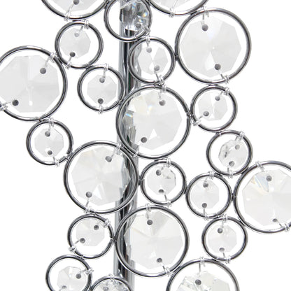 Lalia Home Lumiluxxe Tall Contemporary Crystal Glitz and Chrome Glam Table Lamp with White Fabric Rectangular Shade - Growtochoice LLC