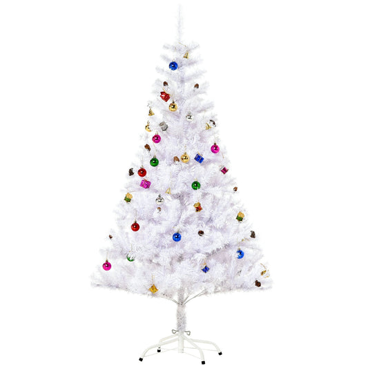 4.9ft Artificial Christmas White- Tree Xmas Holidays Decor With Ornament White