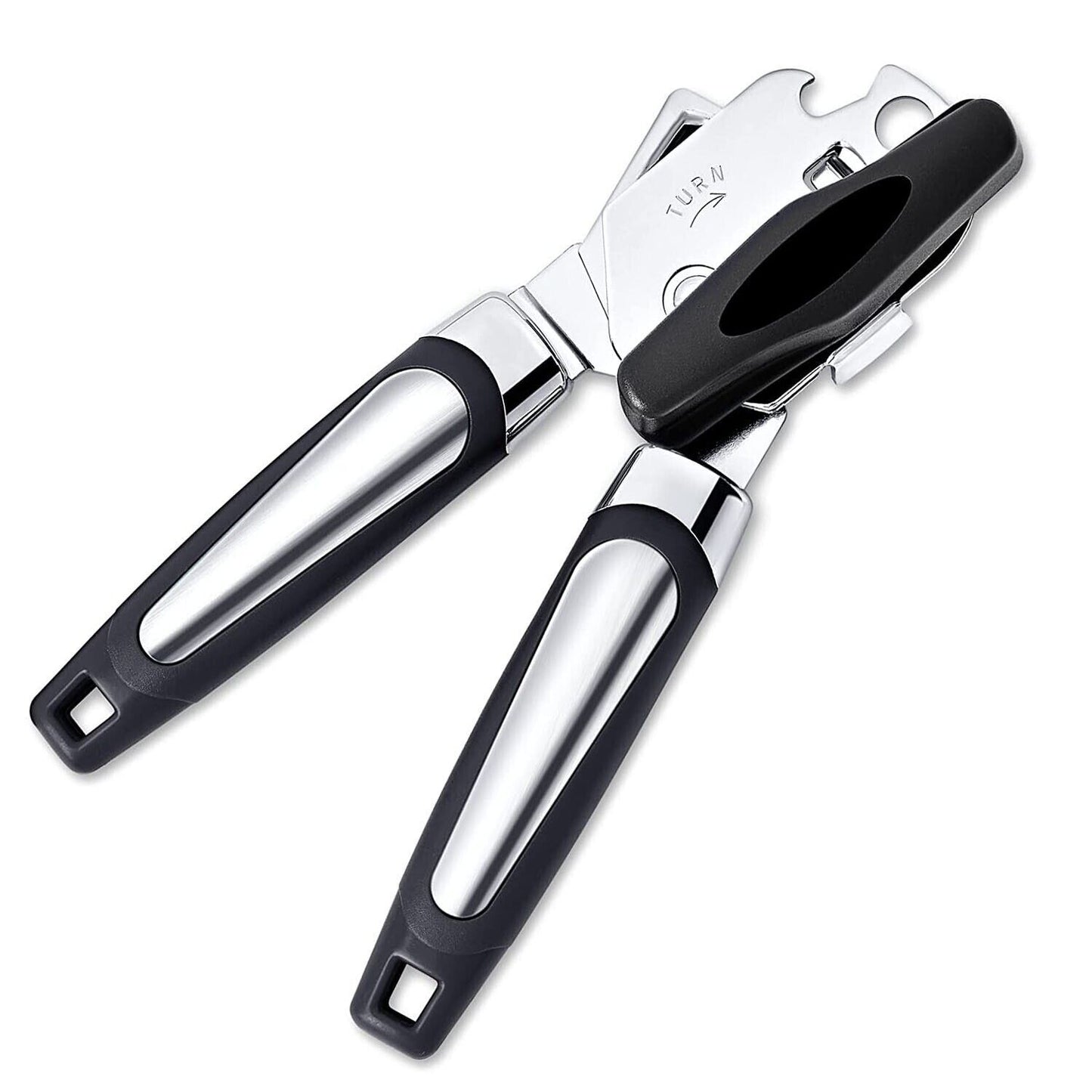 Can Opener Manual, Handheld Strong Heavy Duty Can Opener, Anti-slip Hand Grip, Stainless Steel Sharp Blade