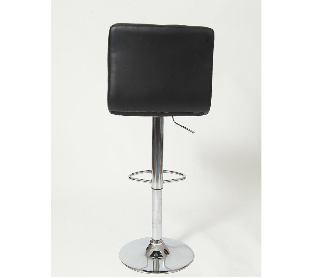 Modern Elegance: Set of 2 Black Faux Leather Swivel Bar Stools with Hydraulic Adjustment