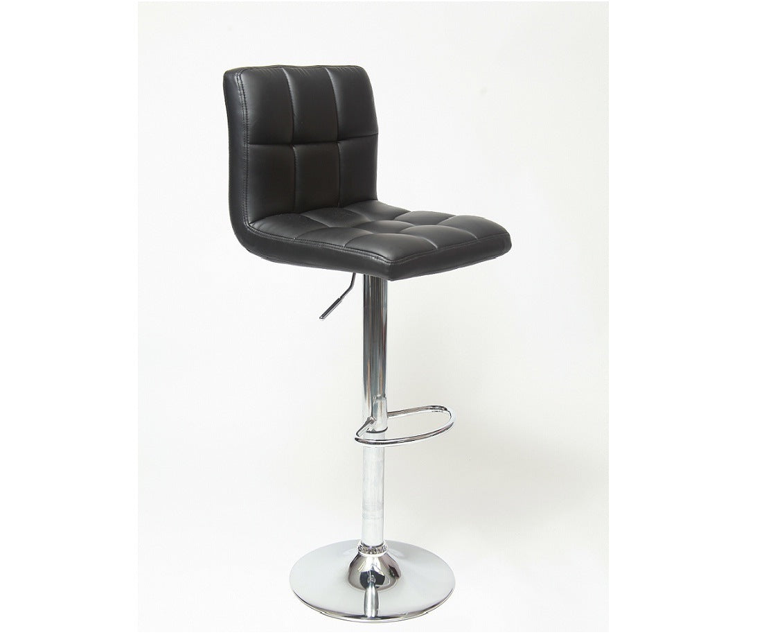 Modern Elegance: Set of 2 Black Faux Leather Swivel Bar Stools with Hydraulic Adjustment