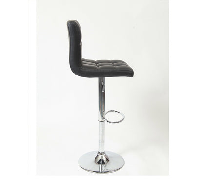 Modern Elegance: Set of 2 Black Faux Leather Swivel Bar Stools with Hydraulic Adjustment