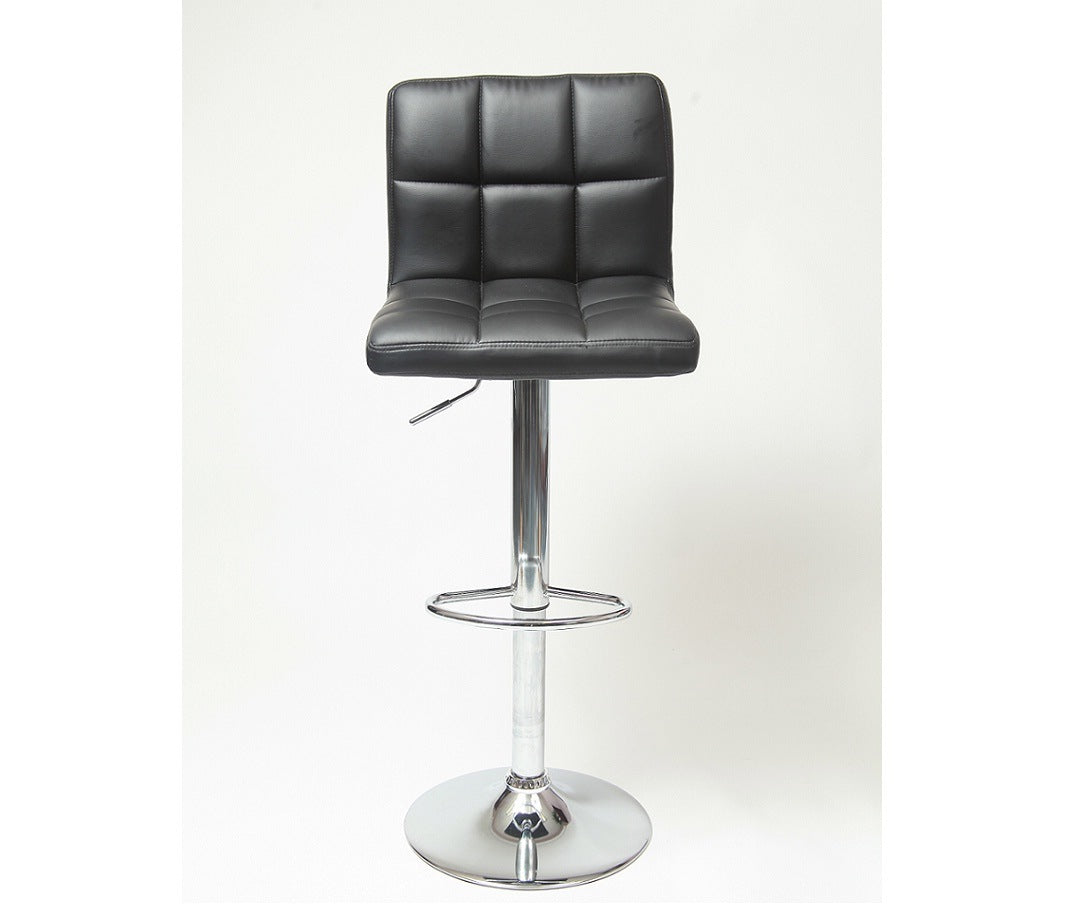 Modern Elegance: Set of 2 Black Faux Leather Swivel Bar Stools with Hydraulic Adjustment