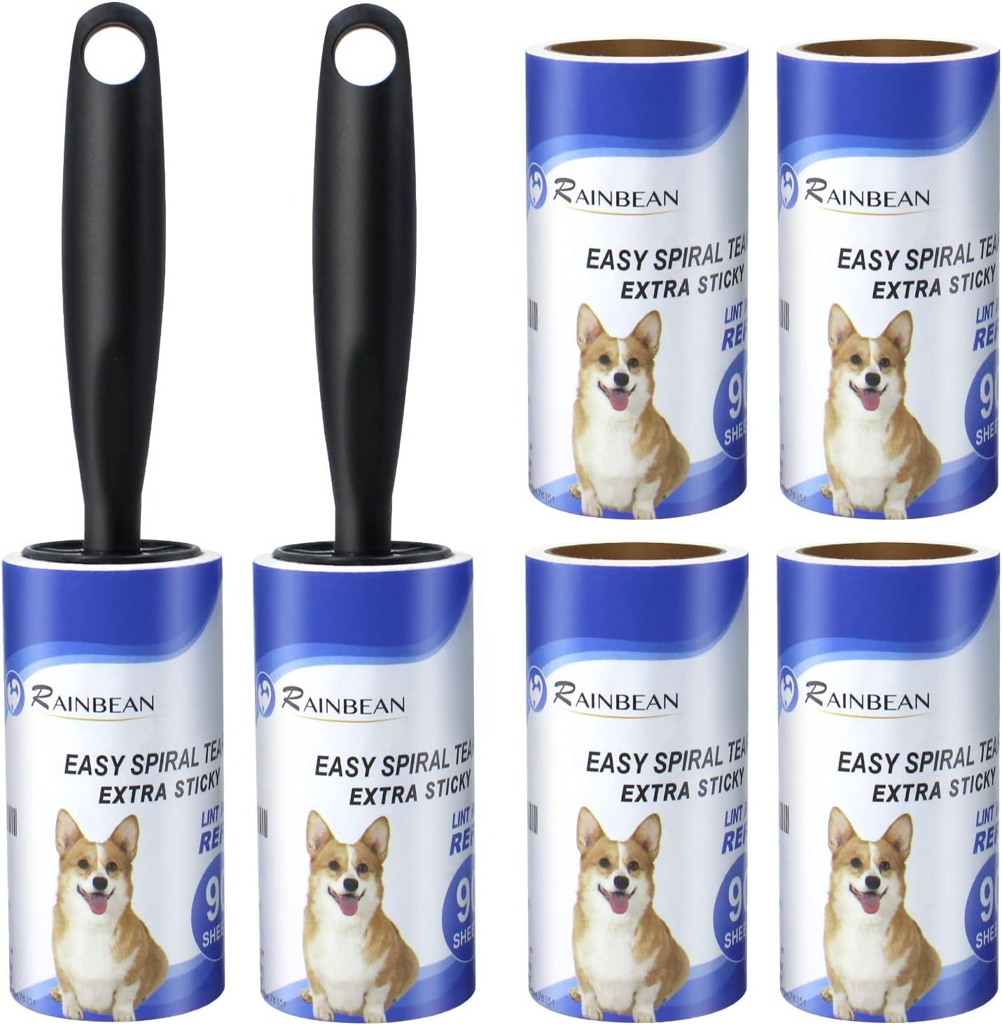 **Extra Sticky Pet Hair Lint Rollers, 540 Sheets with 4 Refills & 2 Handles**