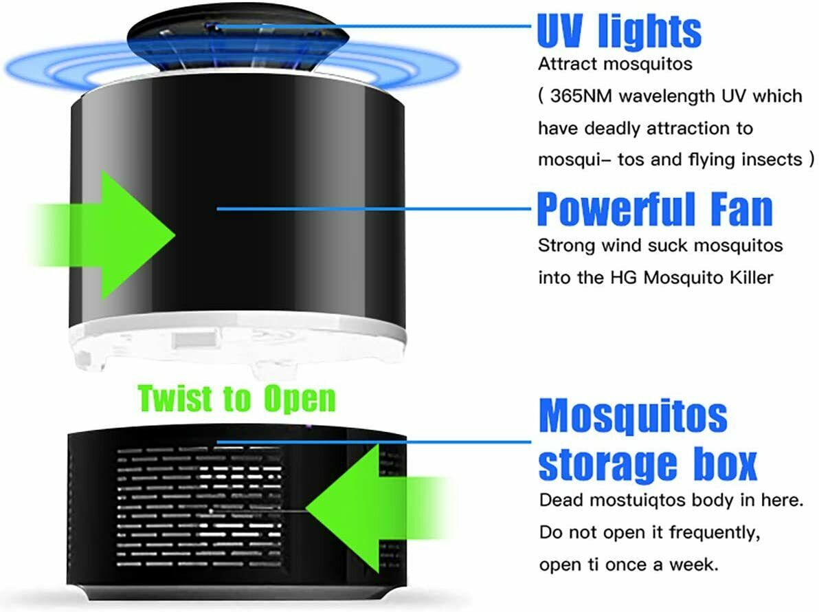 Electric UV Mosquito Killer Lamp Outdoor Indoor Fly Bug Insect Zapper Trap USB