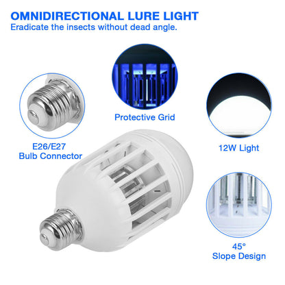 Bug Zapper Light Bulb Mosquito Lamp Fly Trap Killer Indoor Outdoor Insect E26 E27 - Growtochoice LLC