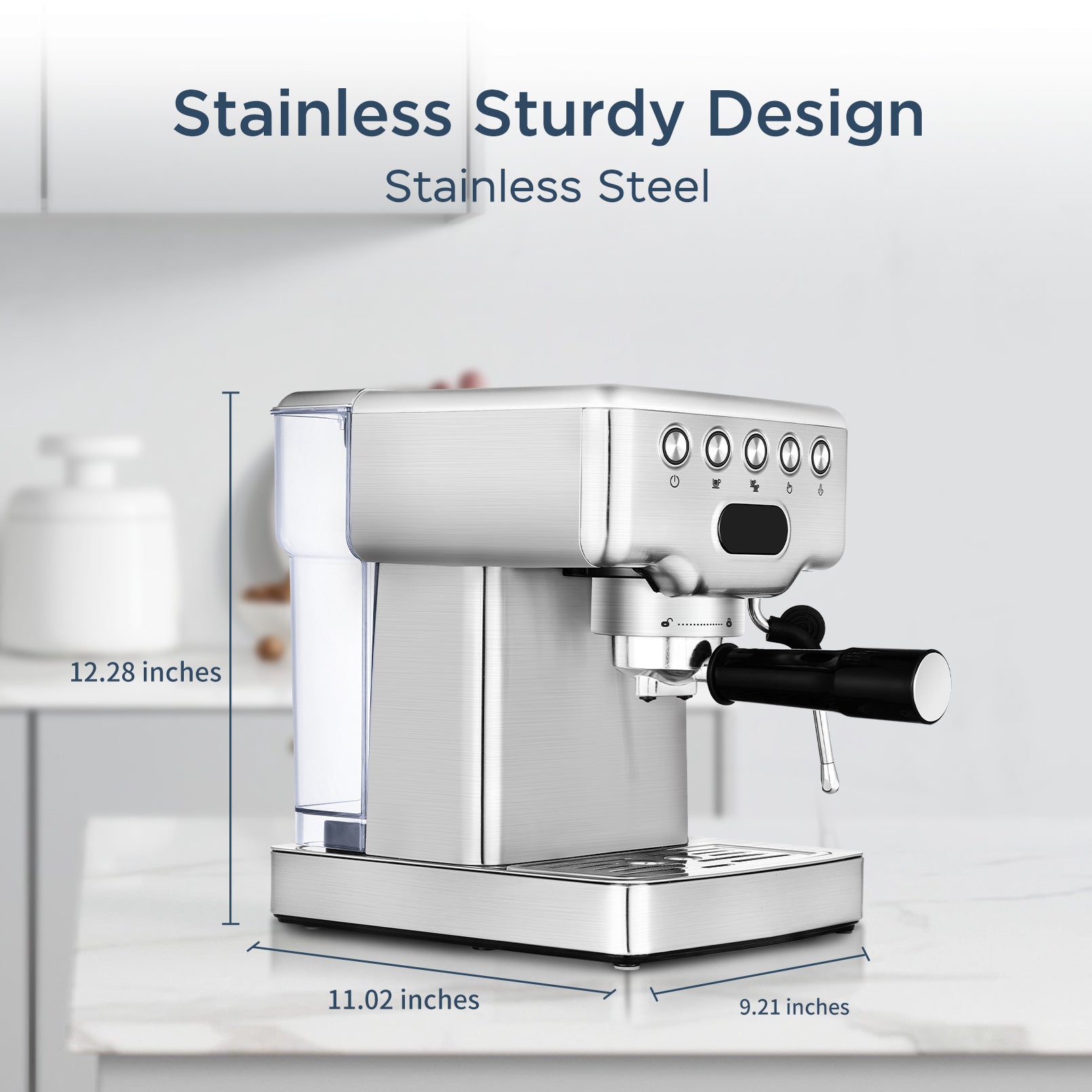 "20-Bar Espresso Machine with Milk Frother for Latte, Cappuccino, Macchiato – Home Espresso Maker with 1.8L Water Tank, Stainless Steel" - Growtochoice LLC