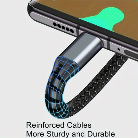 100W 3-in-1 Fast Charge Nylon Cable - USB-C, Micro USB, Lightning - Growtochoice LLC