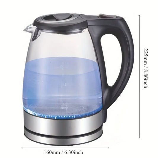 Electric Kettle With Stainless Steel Filter And Inner Lid, 1200W Wide Opening 1.7L Glass Tea Kettle & Hot Water Boiler Black - Growtochoice LLC