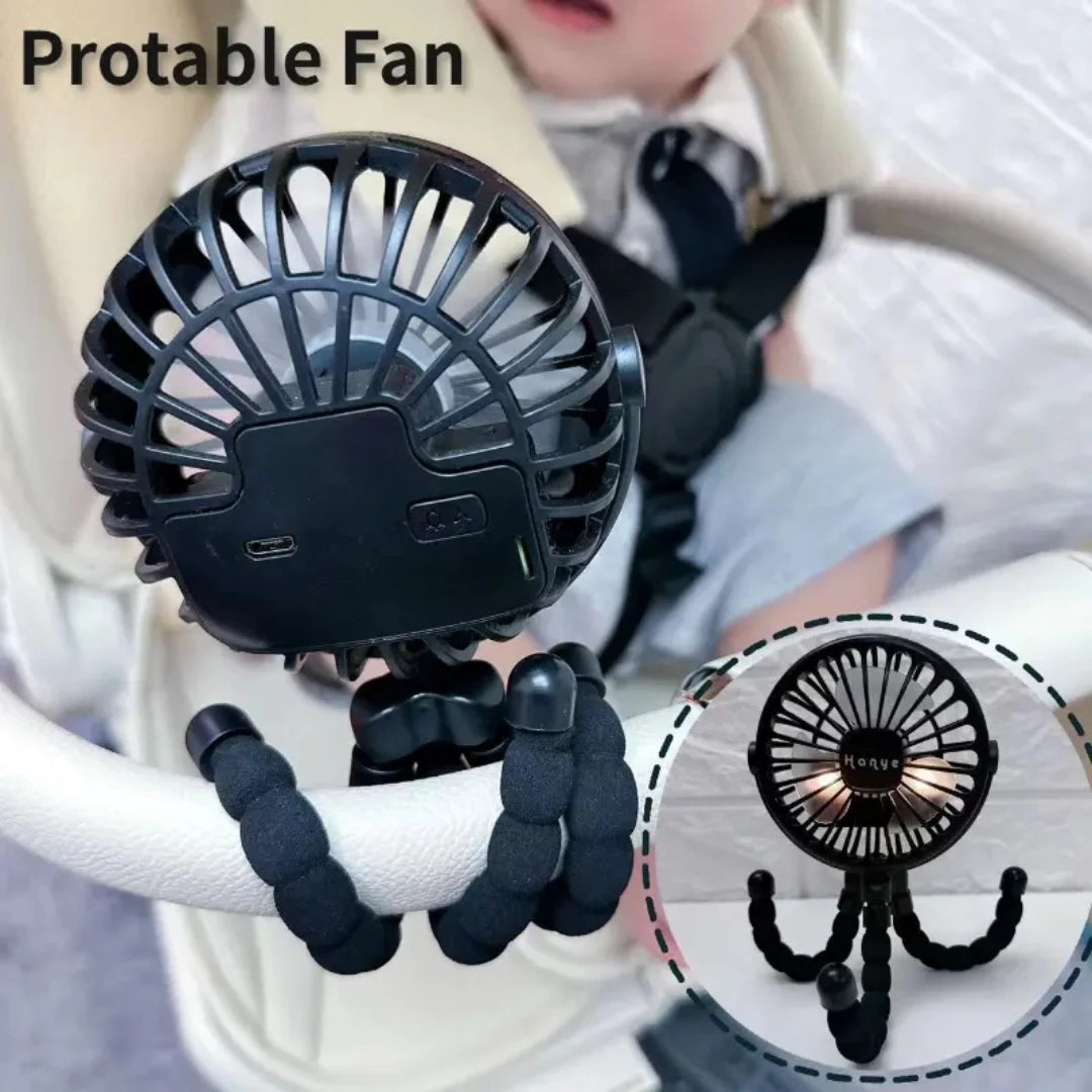 Baby Stroller Fan Hand Held Rechargeable USB Bladeless Small Folding Fans Mini Ventilator Silent Table Outdoor Cooler Neck Fan - Growtochoice LLC