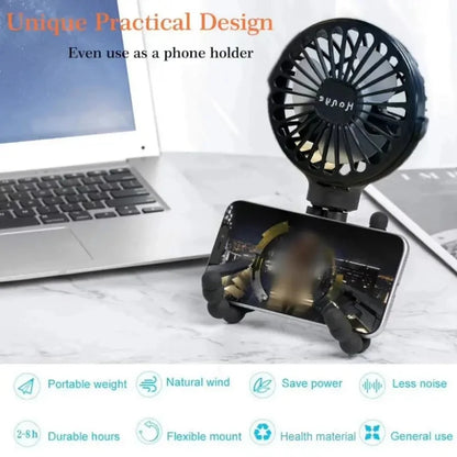 Baby Stroller Fan Hand Held Rechargeable USB Bladeless Small Folding Fans Mini Ventilator Silent Table Outdoor Cooler Neck Fan - Growtochoice LLC