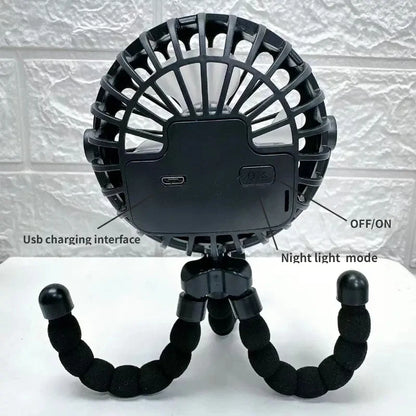 Baby Stroller Fan Hand Held Rechargeable USB Bladeless Small Folding Fans Mini Ventilator Silent Table Outdoor Cooler Neck Fan - Growtochoice LLC