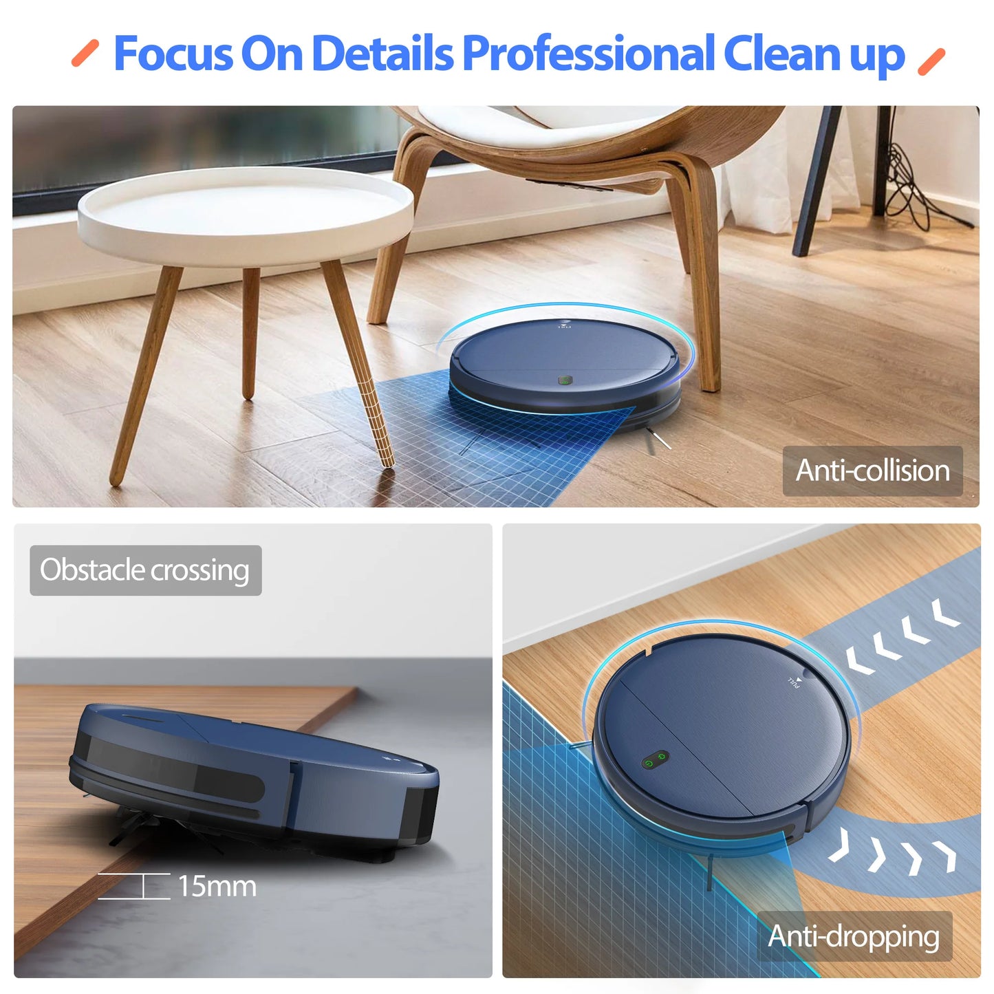GOOVI BR151 Robot Vacuum, 4500Pa Suction 3 in 1 Mopping Sweeping - Growtochoice LLC
