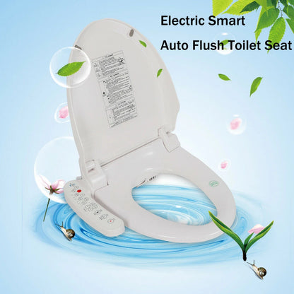 Multifunctional Auto Flush Toilet Seat Bathroom Electric Bidet Cover W/ Heated Anti-Bacterial Seat Double Nozzles Self-Cleaning - Growtochoice LLC