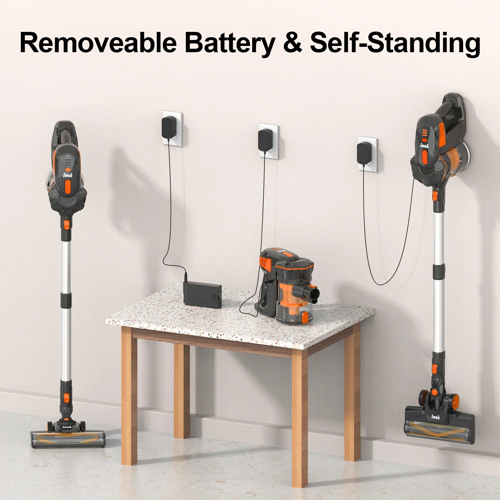 INSE V770 Cordless Vacuum, Powerful Brushless Motor, Quiet & Lightweight, Orange - Growtochoice LLC
