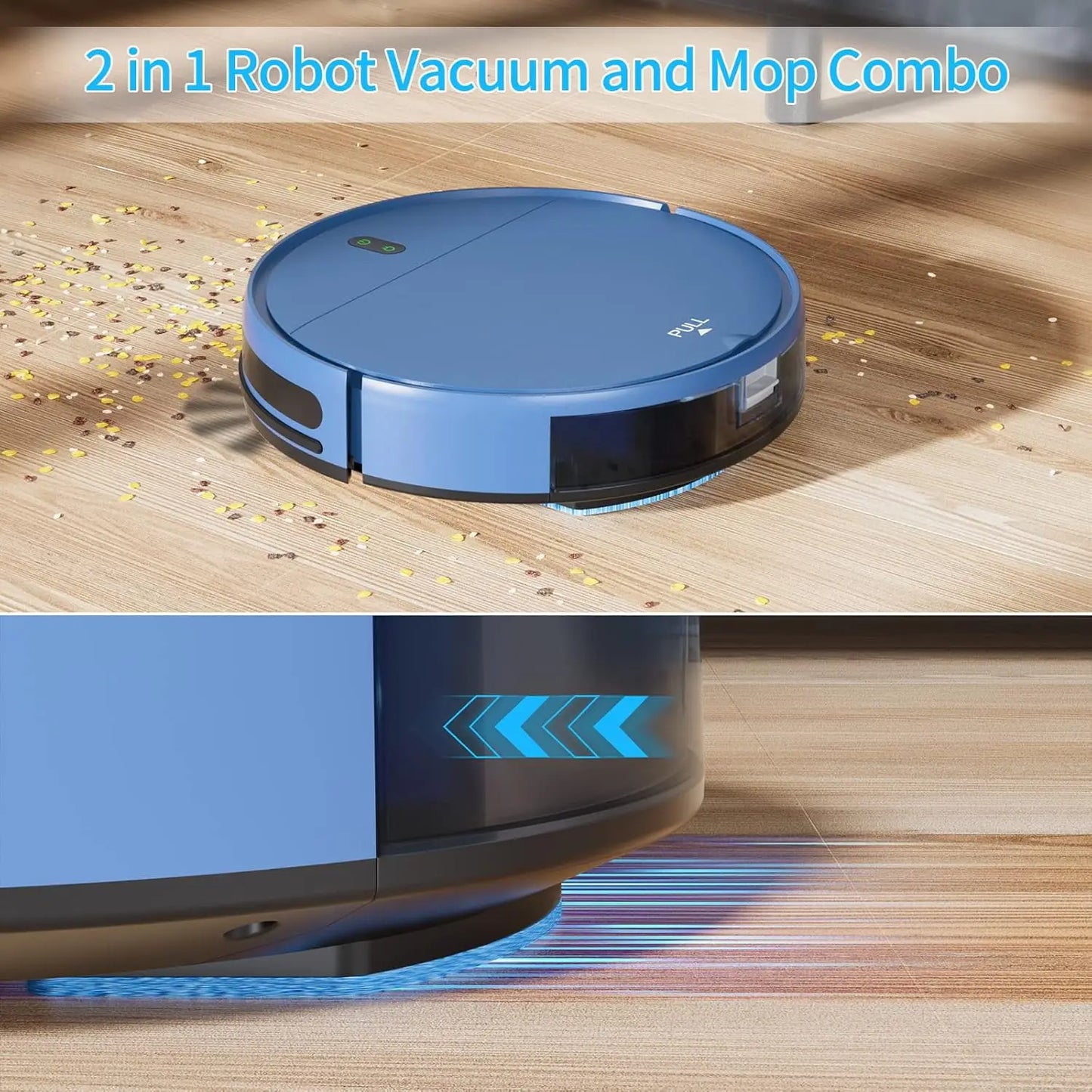 Robot Vacuum and Mop, 2 in 1 Robot Vacuum Self-Charging Robot Vacuum Cleaner Compatible with WiFi/APP, Ideal for Hard Floor - Growtochoice LLC