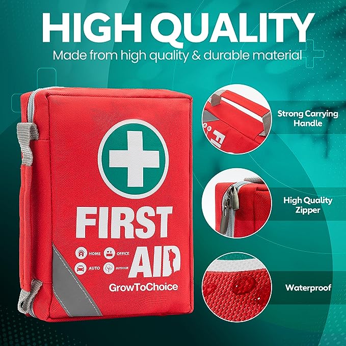 First Aid Kit Portable Emergency Medicine Bag First Aid Products for Minor Wound Care - Growtochoice LLC