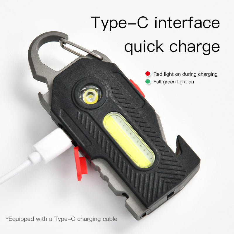 Multifunctional Keychain Flashlight, COB LED Emergency Work Light, Rechargeable - Growtochoice LLC