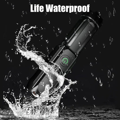 **Powerful 100,000 Lumens LED Flashlight - Rechargeable, USB 18650, Waterproof, Zoomable for Fishing, Hunting, Camping, and Tactical Use** - Growtochoice LLC