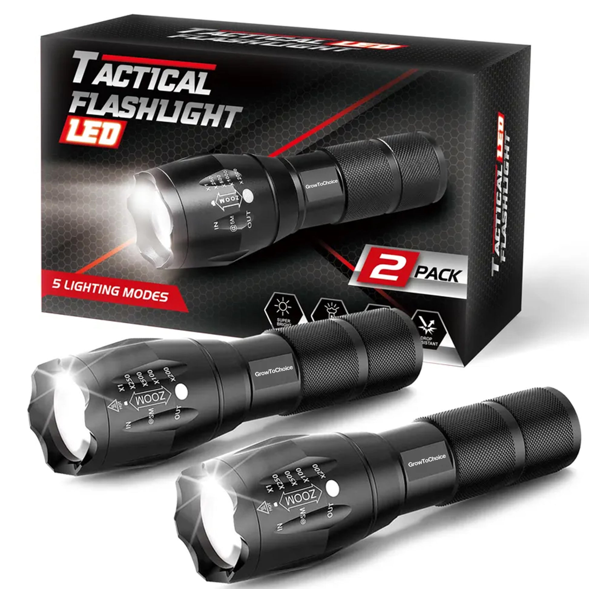Rechargeable LED Flashlights - Growtochoice LLC