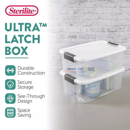 Sterilite 18 Qt Clear Plastic Stackable Storage Bin w/ White Latch Lid, 18 Pack - Growtochoice LLC